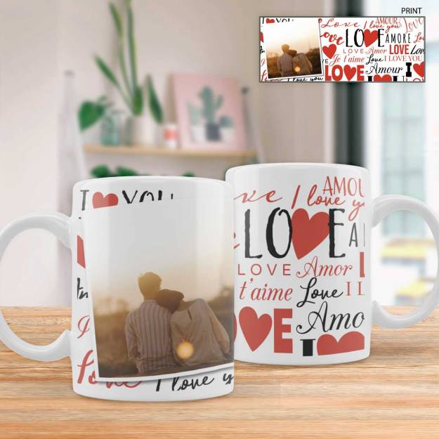 Love Text Personalised Photo Mug