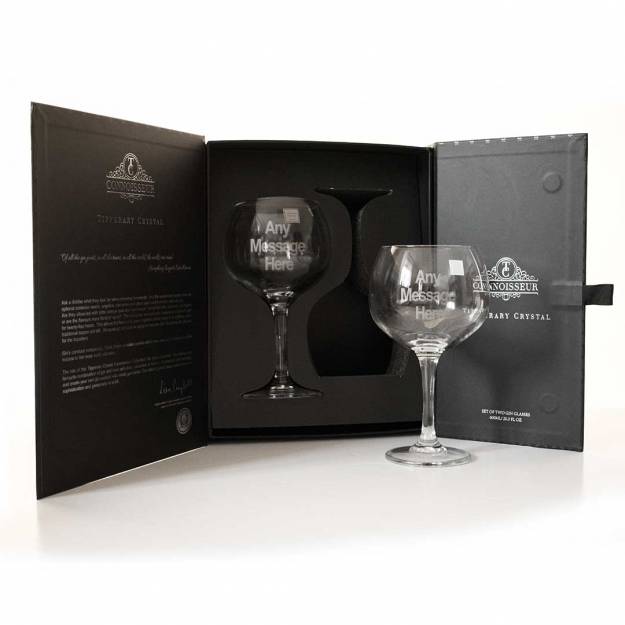 Any Message Personalised Set of Two Tipperary Crystal Gin Glass