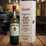 World's Best Wife Ever Happy Valentines Day - Personalised Whiskey Wooden Box