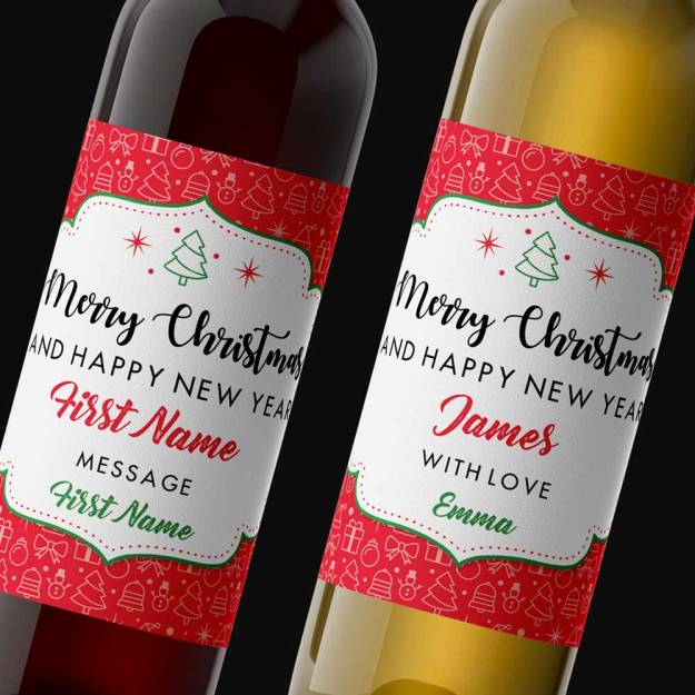 Merry Christmas Design 1 Personalised Wine