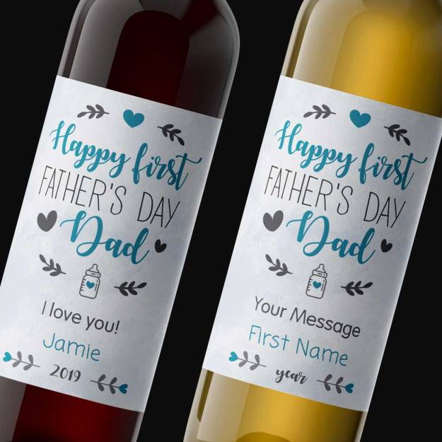 Happy First Father's Day Personalised Wine