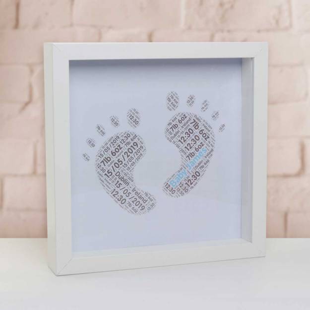 New Baby Feet Personalised Box Frame