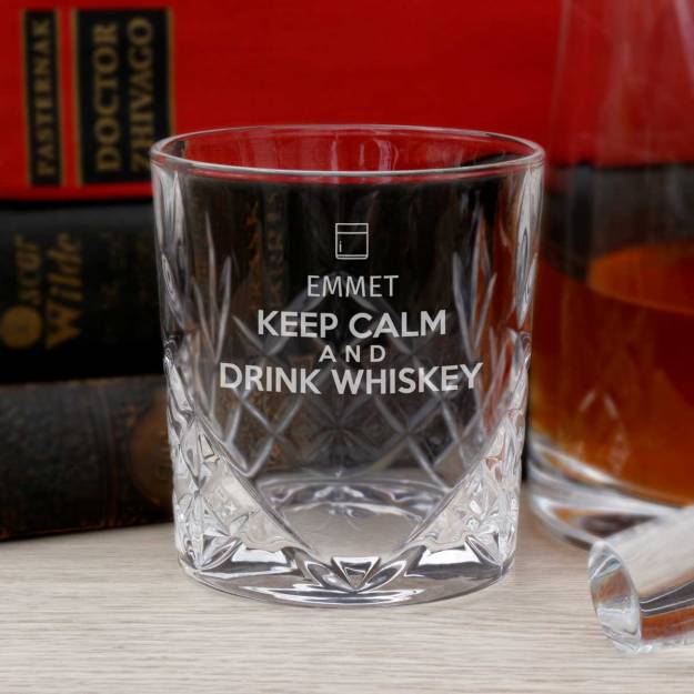 Keep Calm - Personalised Cut-Glass Whiskey Glass