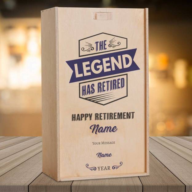The Legend Has Retired Personalised Wooden Double Wine Box