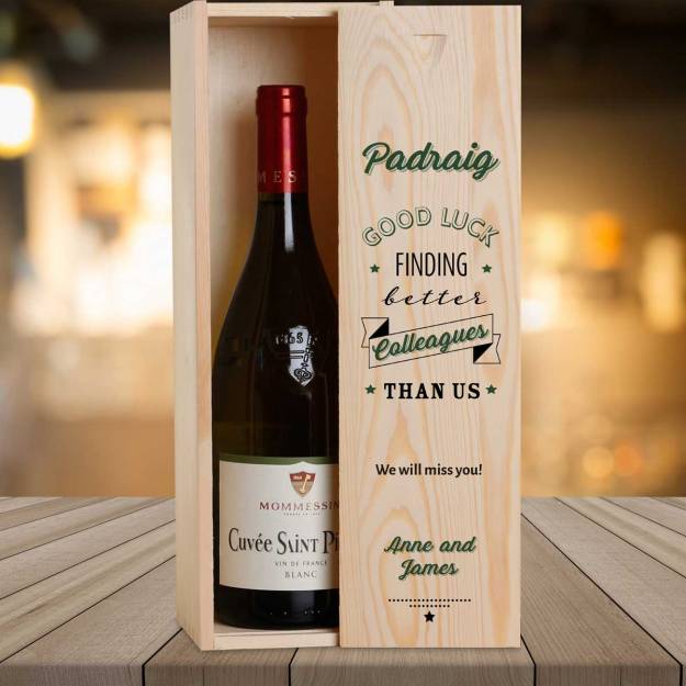 Any Name Good Luck Finding Better Colleagues Than Us Personalised Wooden Single Wine Box