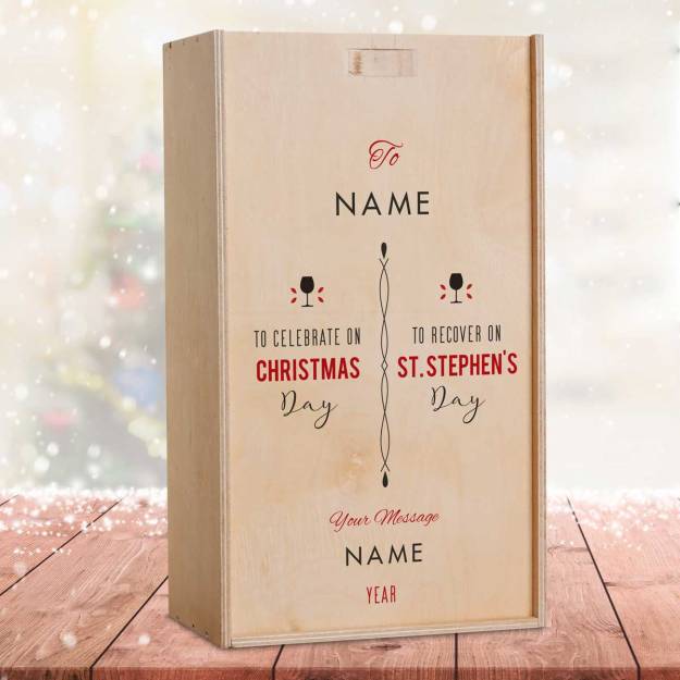 Any Name Christmas & Stephens Day Personalised Double Wine Box