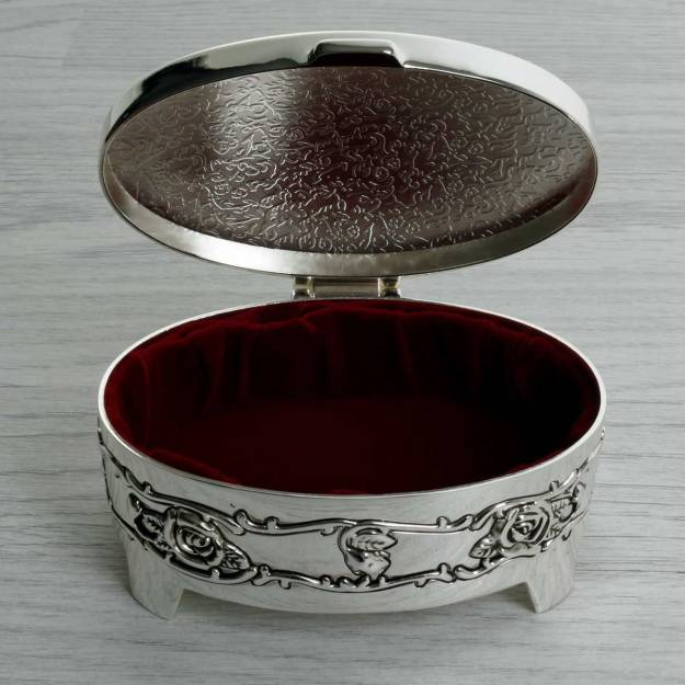 Oval Silverplated Trinket Box - Engraved With Your Message
