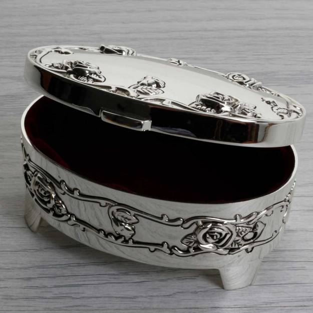 Oval Silverplated Trinket Box - Engraved With Your Message