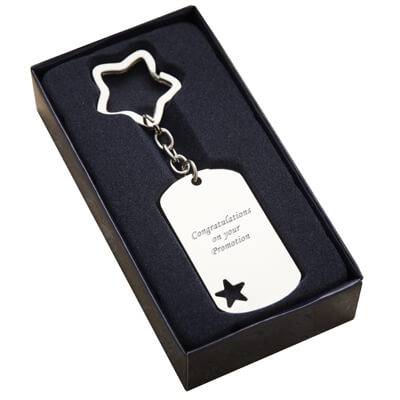 Star Keyring - ID tag Style - Engraved With Your Message