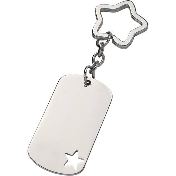 Star Keyring - ID tag Style - Engraved With Your Message