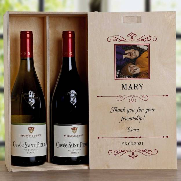 Any Message And Photo - Personalised Wooden Double Wine Box