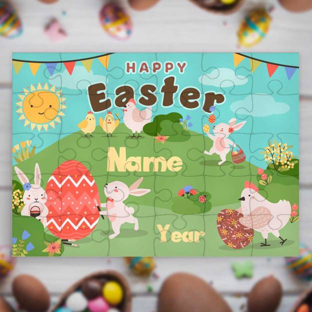 Egg Hunt Happy Easter Personalised Jigsaw