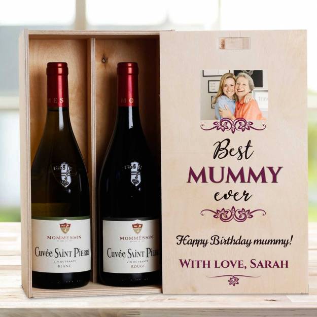 Any Photo Best Any Title Ever Burgundy - Personalised Wooden Double Wine Box