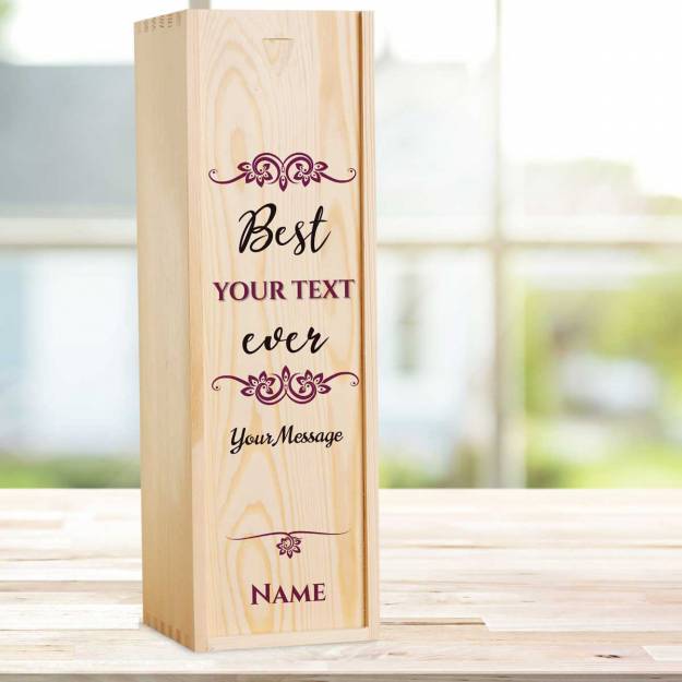 Best Any Title Ever Burgundy - Personalised Wooden Single Wine Box
