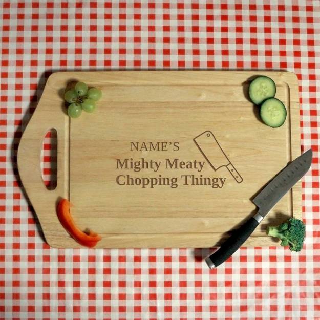 Name's Mighty Meaty Chopping Thingy - Engraved Chopping Board