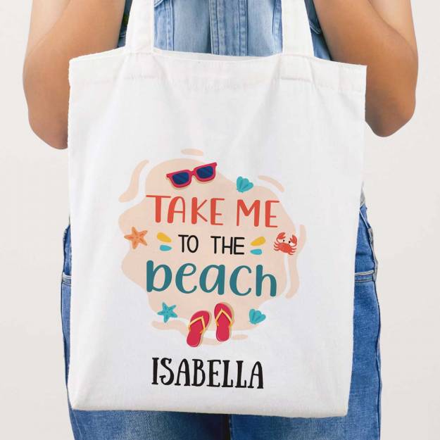Take Me To The Beach Any Message Personalised Tote Bag