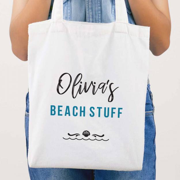 Any Name's Beach Stuff Personalised Tote Bag