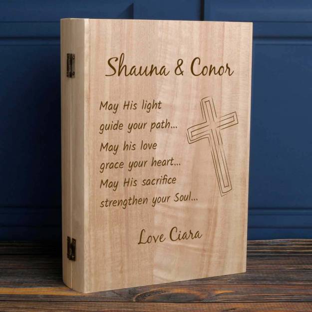 Book Styled Christian Blessing Personalised Wooden Keepsake Book