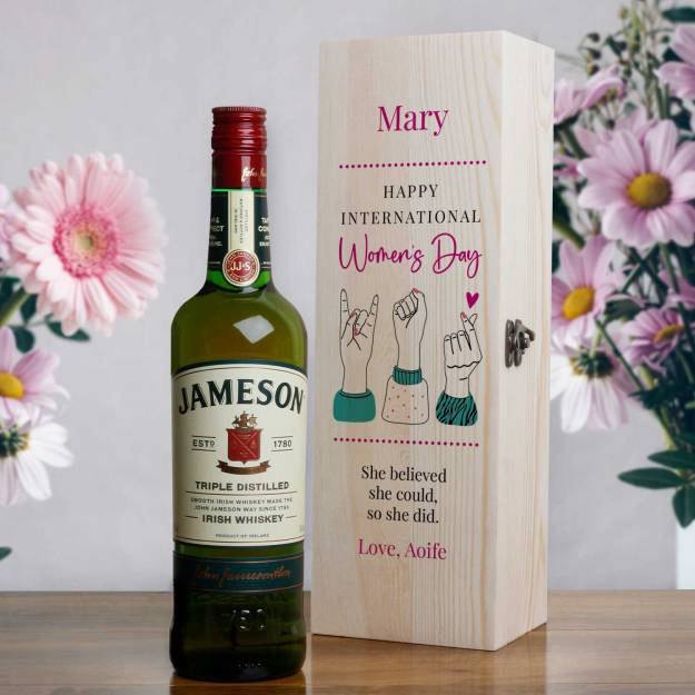 Women's Day Personalised Wooden Single Wine Box