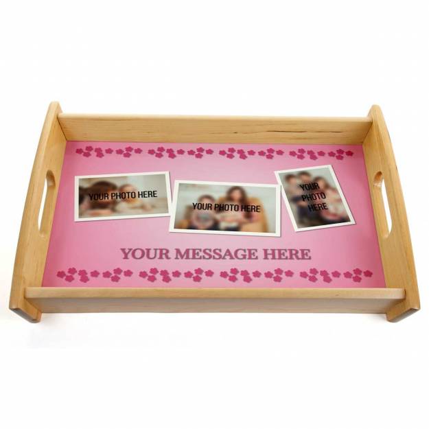 Pink Floral Photo Serving Tray
