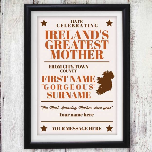 Irelands Greatest Mother Personalised Poster
