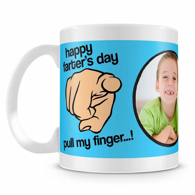 Pull My Finger Farthers Day Personalised Photo Mug