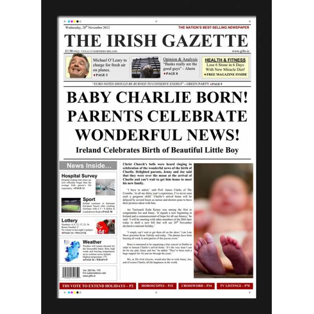 New Baby Newspaper Spoof