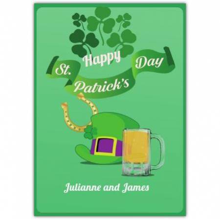 St Patricks Day Hat & Beer Greeting Card