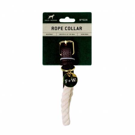 Rope & Pu Dog Collar - Cream