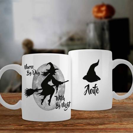 Any Title By Day, Witch By Night - Halloween Personalised Mug