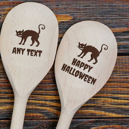 Halloween Magic Spoon Cat - Personalised Wooden Spoon