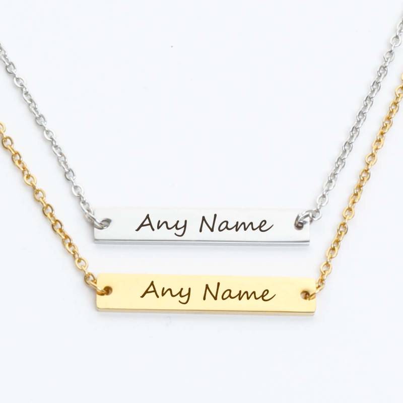 Any Name Personalised Flat Bar Necklace