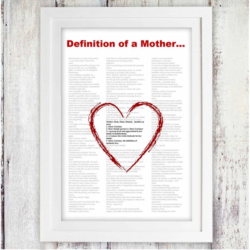 Definition of a Mother Personalised Framed Poster