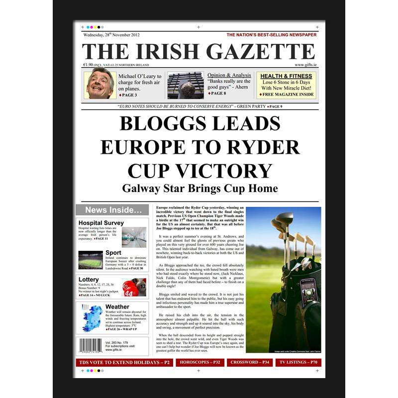 Golf Newspaper Spoof