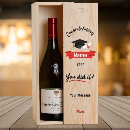 Congratulations You Did It! Graduation - Personalised Wooden Single Wine Box