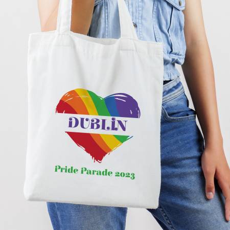 Any Title and Message Rainbow Heart Personalised Tote Bag