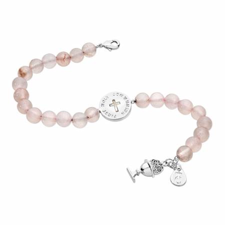 First Holy Communion Pink Bead Charm Bracelet from Tipperary Crystal