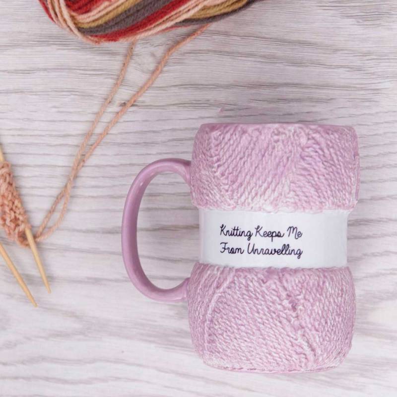Knitting Keeps My From Unravelling Mug