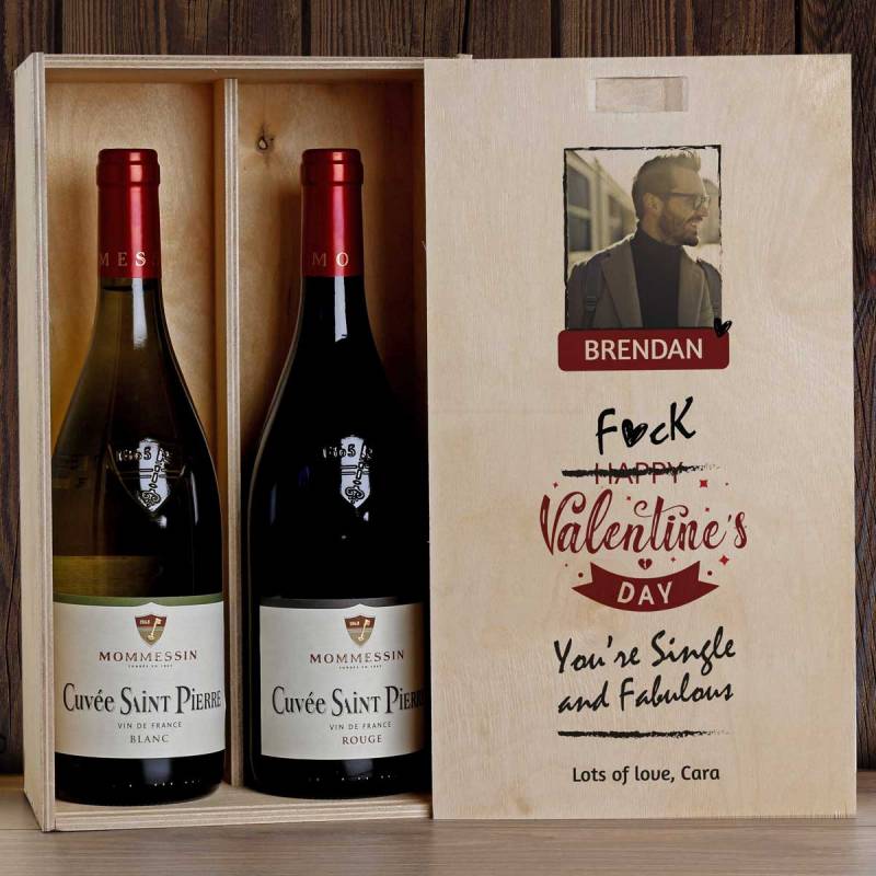 Single And Fabulous - Personalised Wooden Double Wine Box