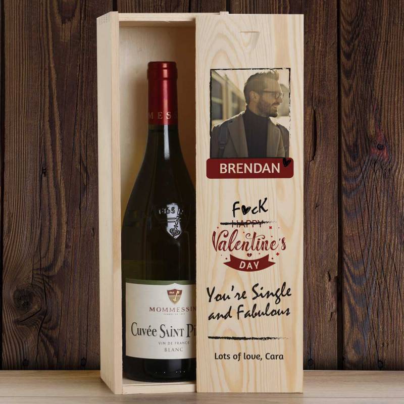 Single And Fabulous - Personalised Wooden Single Wine Box