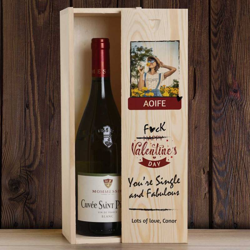 Single And Fabulous - Personalised Wooden Single Wine Box