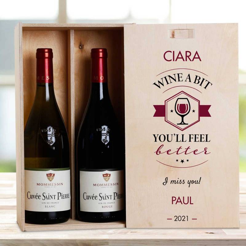 Wine A Bit, You'll Feel Better - Personalised Wooden Double Wine Box