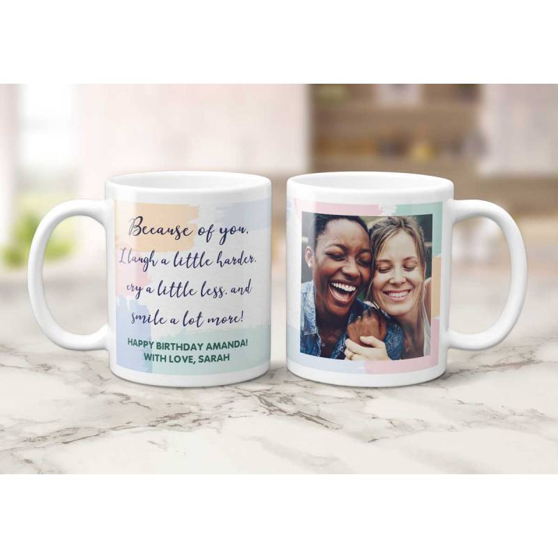 Because Of You Any Photo And Message - Personalised Mug
