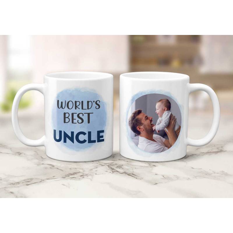 World's Best Any Title And Photo Blue Watercolour - Personalised Mug