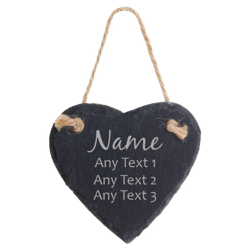 Name and Message - Personalised Heart Slate Hanging Decoration