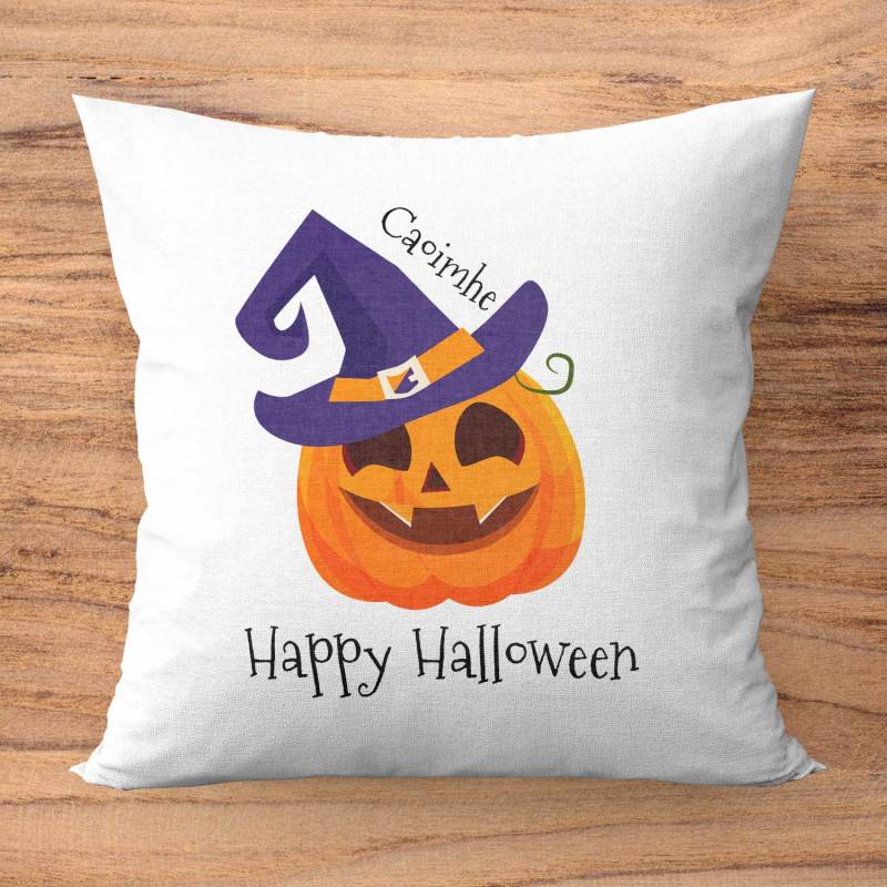 Pumpkin Witch Hat Personalised Cushion Square