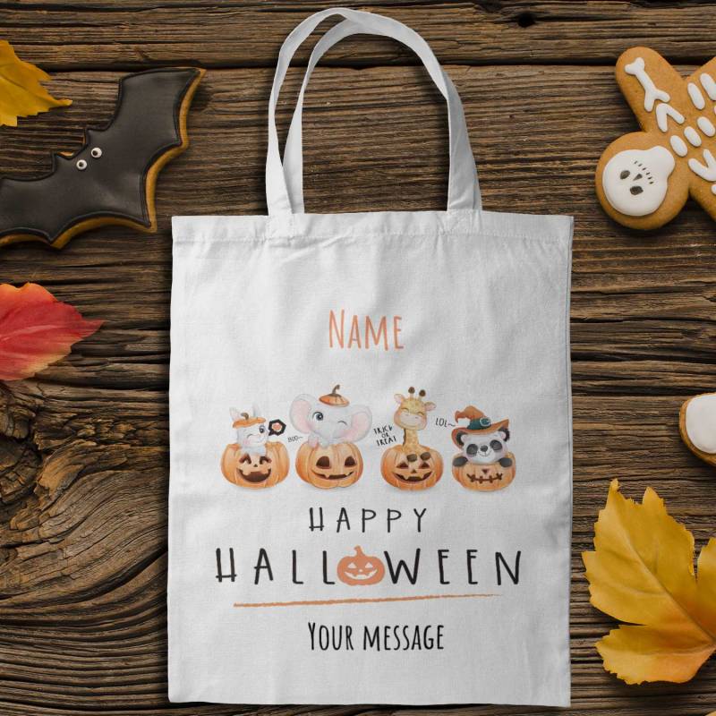 Happy Halloween Animals Personalised Tote Bag