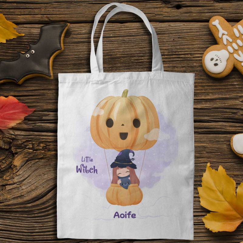 Little Witch Hot Air Balloon Personalised Tote Bag