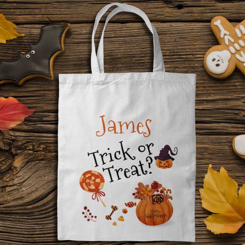 Trick Or Treat Pumpkin Sweets Personalised Tote Bag