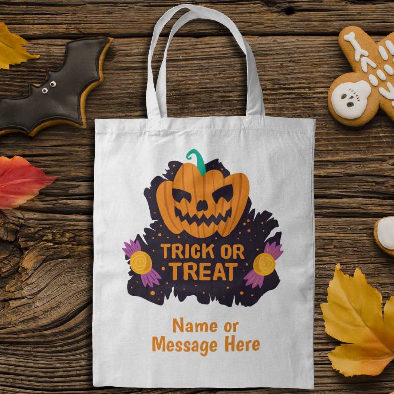 Trick Or Treat Pumpkin Personalised Tote Bag
